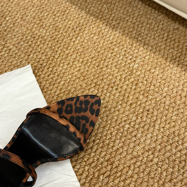 YSL HIGH HEEL SANDALS 25S IN LEOPARD PRINT LAMBSKIN