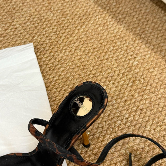 YSL HIGH HEEL SANDALS 25S IN LEOPARD PRINT LAMBSKIN