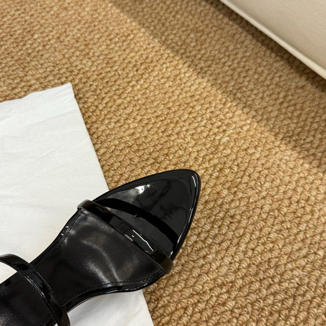 YSL HIGH HEEL SANDALS 25S IN BLACK SHINY LAMBSKIN