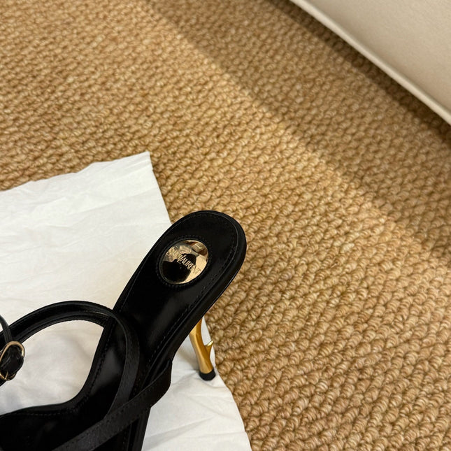 YSL HIGH HEEL SANDALS 25S IN BLACK LAMBSKIN