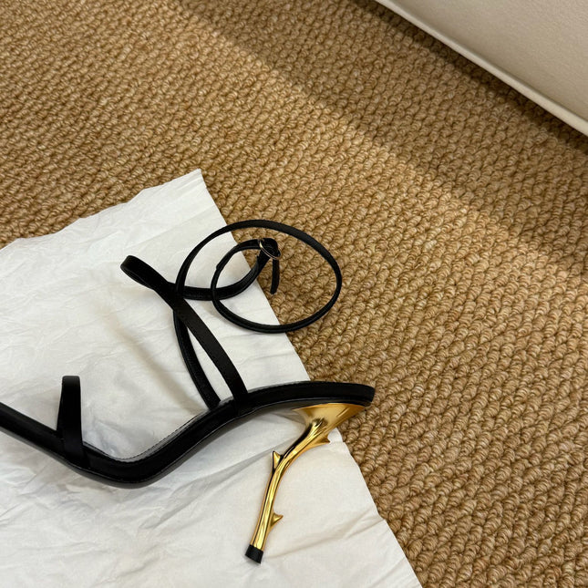 YSL HIGH HEEL SANDALS 25S IN BLACK LAMBSKIN