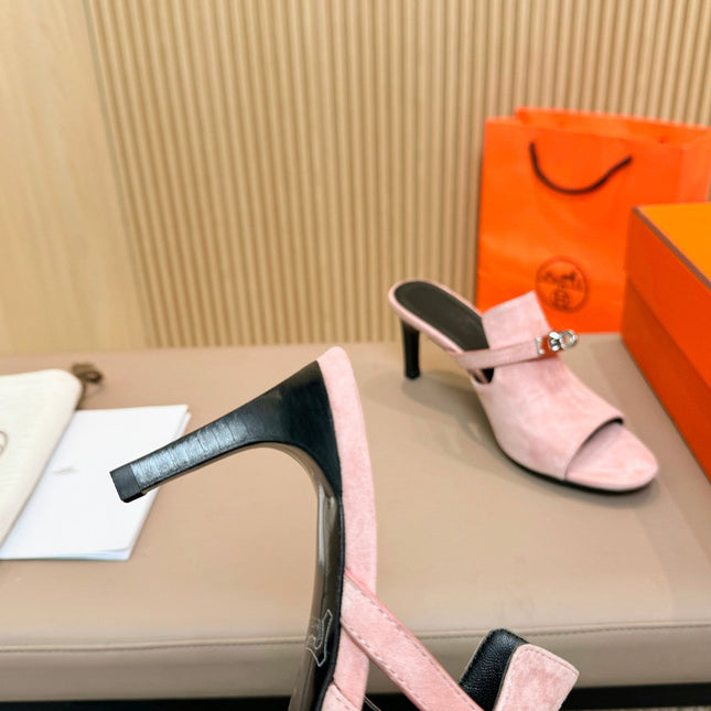 HEDEN MULE 80 LIGHT PINK SUEDE