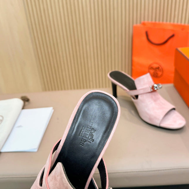 HEDEN MULE 80 LIGHT PINK SUEDE