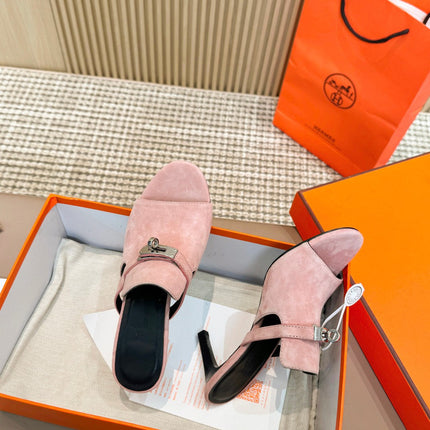 HEDEN MULE 80 LIGHT PINK SUEDE