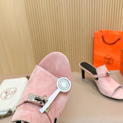 HEDEN MULE 80 LIGHT PINK SUEDE