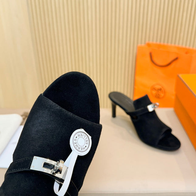 HEDEN MULE 80 BLACK SUEDE