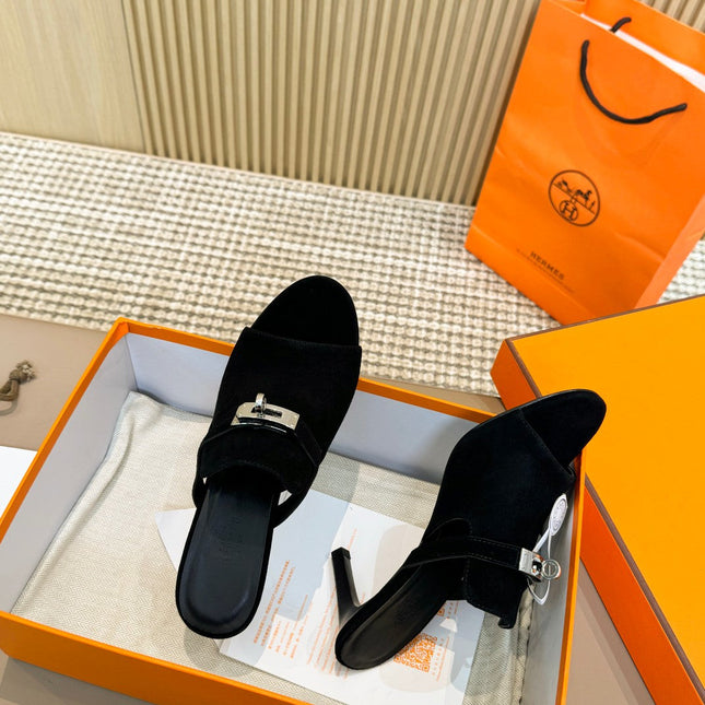 HEDEN MULE 80 BLACK SUEDE