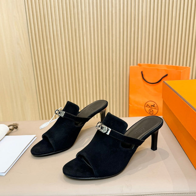 HEDEN MULE 80 BLACK SUEDE