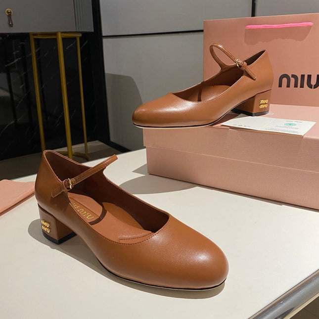 MARY JANE SHOES CLASSIC CARAMEL COLOR SHEEPSKIN