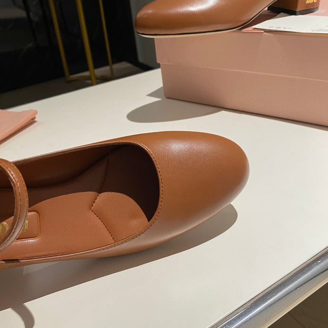MARY JANE SHOES CLASSIC CARAMEL COLOR SHEEPSKIN