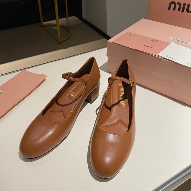 MARY JANE SHOES CLASSIC CARAMEL COLOR SHEEPSKIN