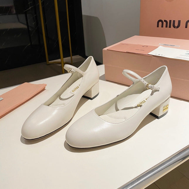 MARY JANE SHOES CLASSIC WHITE SHEEPSKIN