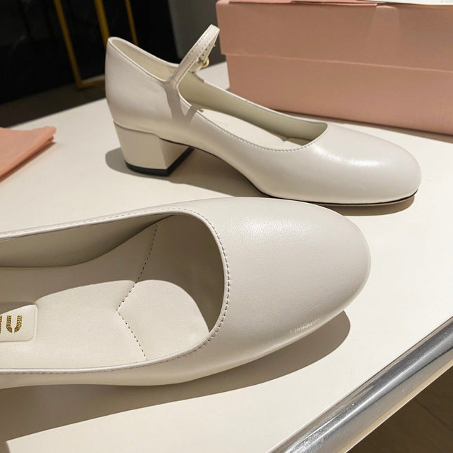 MARY JANE SHOES CLASSIC WHITE SHEEPSKIN