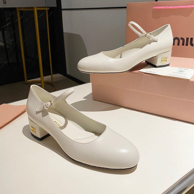 MARY JANE SHOES CLASSIC WHITE SHEEPSKIN