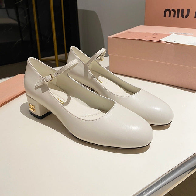 MARY JANE SHOES CLASSIC WHITE SHEEPSKIN