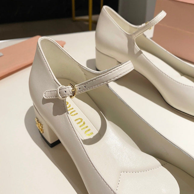 MARY JANE SHOES CLASSIC WHITE SHEEPSKIN