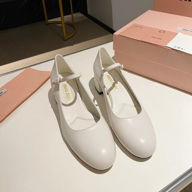 MARY JANE SHOES CLASSIC WHITE SHEEPSKIN