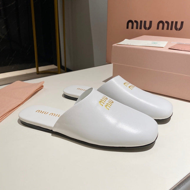 MULES SLIPPERS RETRO WHITE COWHIDE