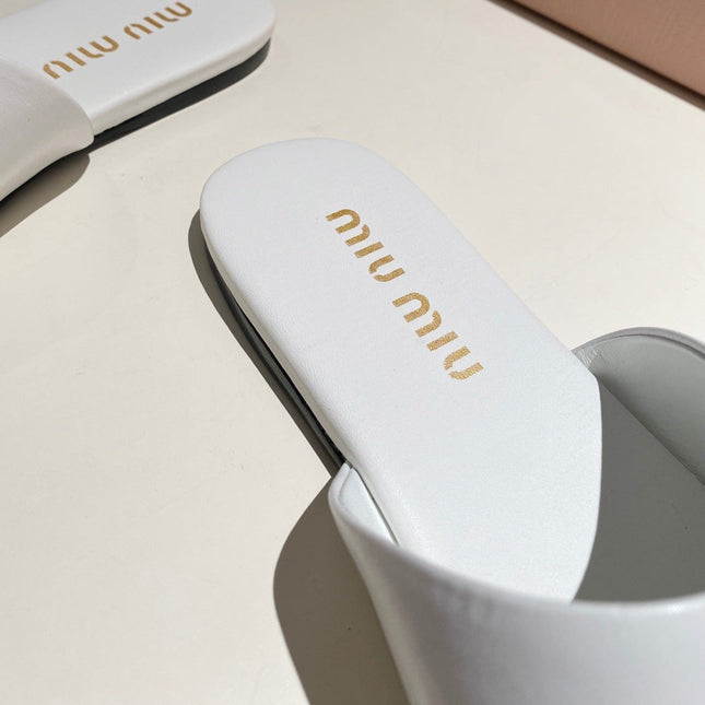 MULES SLIPPERS RETRO WHITE COWHIDE