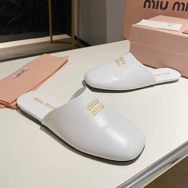 MULES SLIPPERS RETRO WHITE COWHIDE