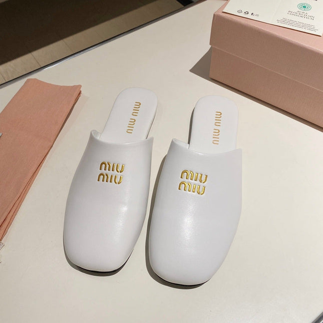 MULES SLIPPERS RETRO WHITE COWHIDE