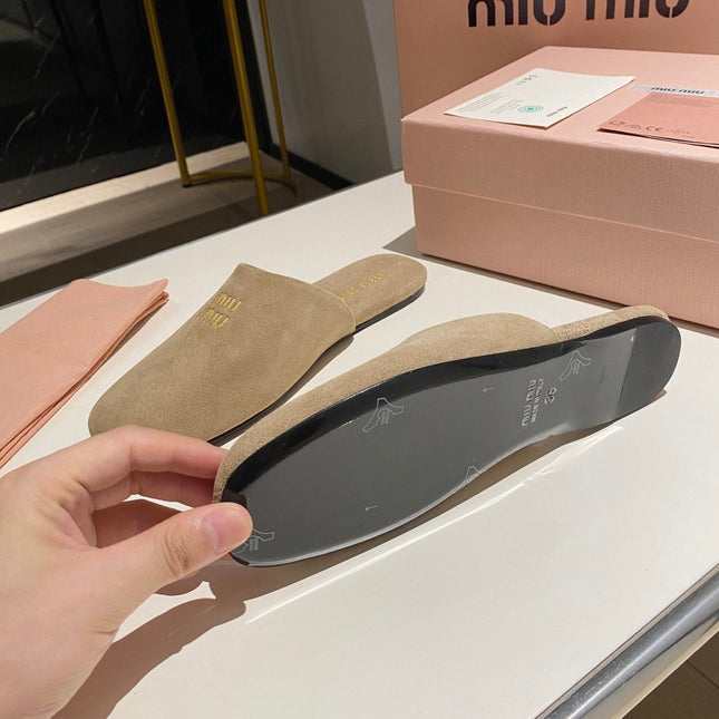 MULES SLIPPERS RETRO KHAKI COLOR SUEDE