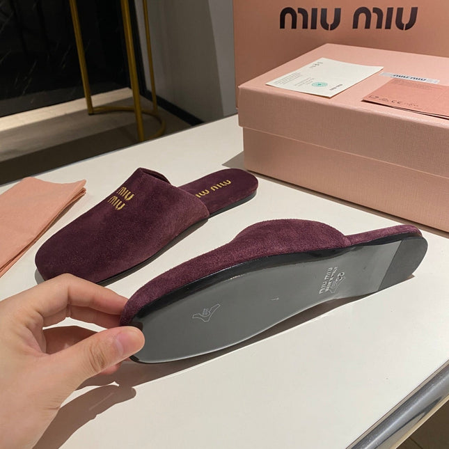 MULES SLIPPERS RETRO REBECCA PURPLE SUEDE