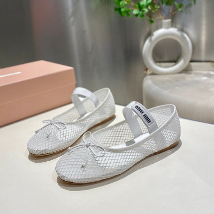 MARY JANE FLAT IN WHITE MESH