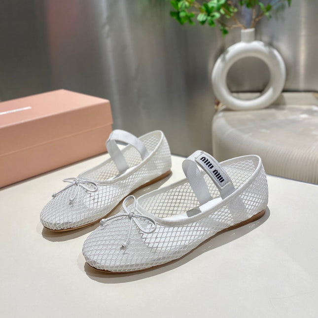 MARY JANE FLAT IN WHITE MESH