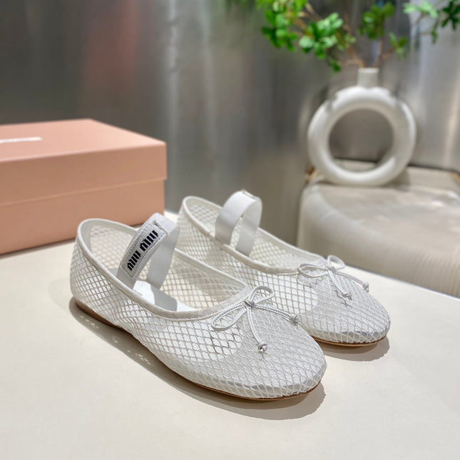 MARY JANE FLAT IN WHITE MESH
