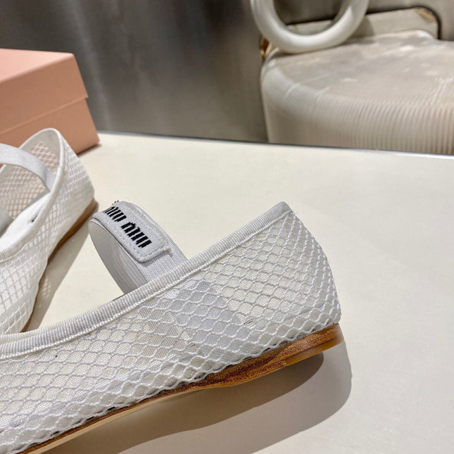 MARY JANE FLAT IN WHITE MESH