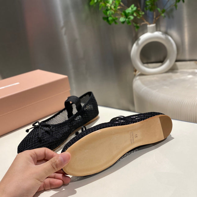MARY JANE FLAT IN BLACK MESH