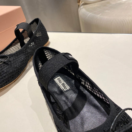 MARY JANE FLAT IN BLACK MESH