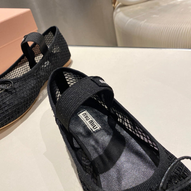 MARY JANE FLAT IN BLACK MESH