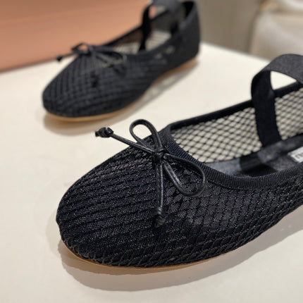 MARY JANE FLAT IN BLACK MESH