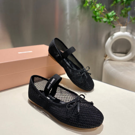 MARY JANE FLAT IN BLACK MESH