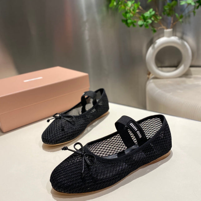 MARY JANE FLAT IN BLACK MESH