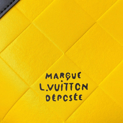 KEEPALL BANDOULIÈRE 50 IN YELLOW DAMIER SCUBA CALFSKIN