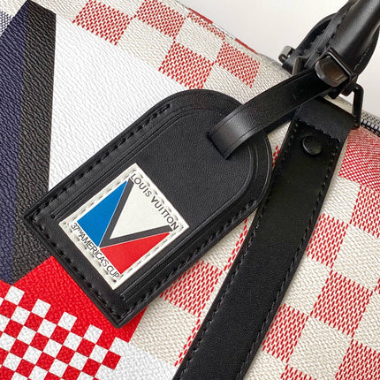 LV 25S SAC KEEPALL BANDOULIÈRE 50 IN MULTICOLOR CANVAS AND CALFSKIN TRIM