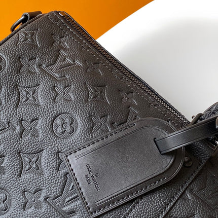 LV 25S KEEPALL BANDOULIÈRE BAG 50 IN BLACK EMBOSSED TAURILLON CALFSKIN MONOGRAM