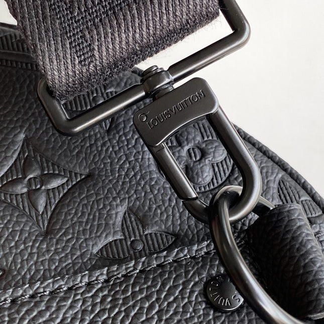 LV 25S KEEPALL BANDOULIÈRE BAG 50 IN BLACK EMBOSSED TAURILLON CALFSKIN MONOGRAM