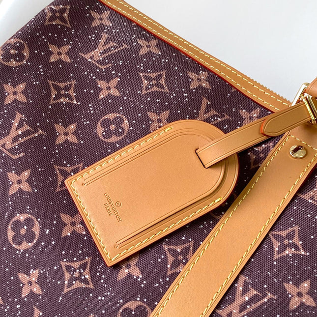 LV 25S KEEPALL 50 MONOGRAM CRYSTALS IN DARK PURPLE CANVAS AND CALFSKIN TRIM