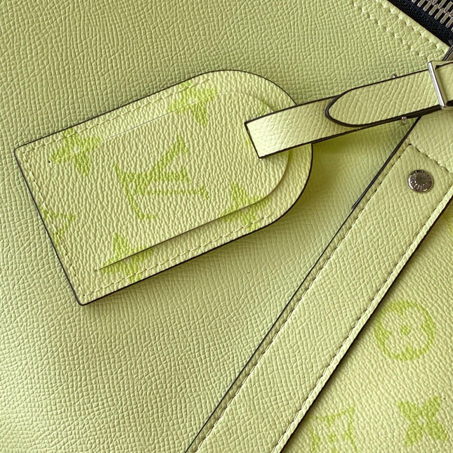 LV 25S KEEPALL BANDOULIÈRE 45 IN LIGHT OLIVE GREEN CALFSKIN SILVER HARDWARE