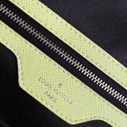 LV 25S KEEPALL BANDOULIÈRE 45 IN LIGHT OLIVE GREEN CALFSKIN SILVER HARDWARE