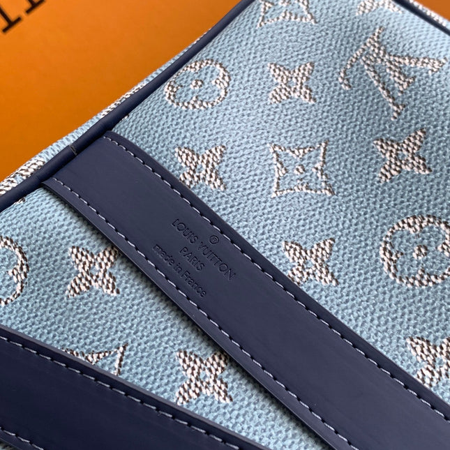 LV 25S KEEPALL BANDOULIÈRE BAG 50 IN BLUE MONOGRAM HERITAGE CALFSKIN