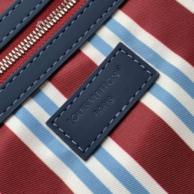 LV 25S KEEPALL BANDOULIÈRE BAG 50 IN BLUE MONOGRAM HERITAGE CALFSKIN