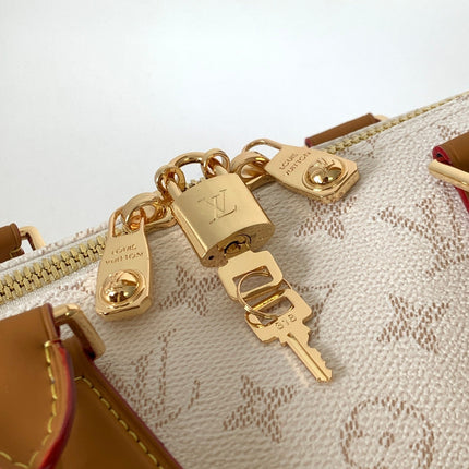 LV 25S KEEPALL BANDOULIÈRE BAG 45 IN WHITE MONOGRAM HERITAGE CALFSKIN