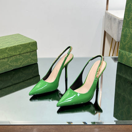 GG SIGNORIA SLINGBACK PUMP GREEN LAMBSKIN
