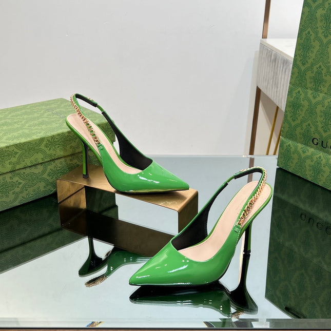 GG SIGNORIA SLINGBACK PUMP GREEN LAMBSKIN