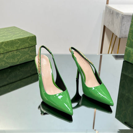 GG SIGNORIA SLINGBACK PUMP GREEN LAMBSKIN